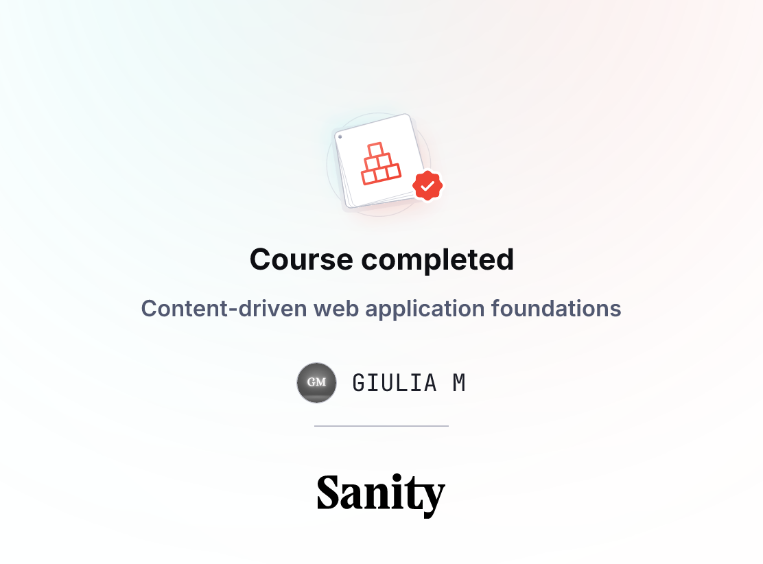 Certificato del corso Content-driven web application foundation